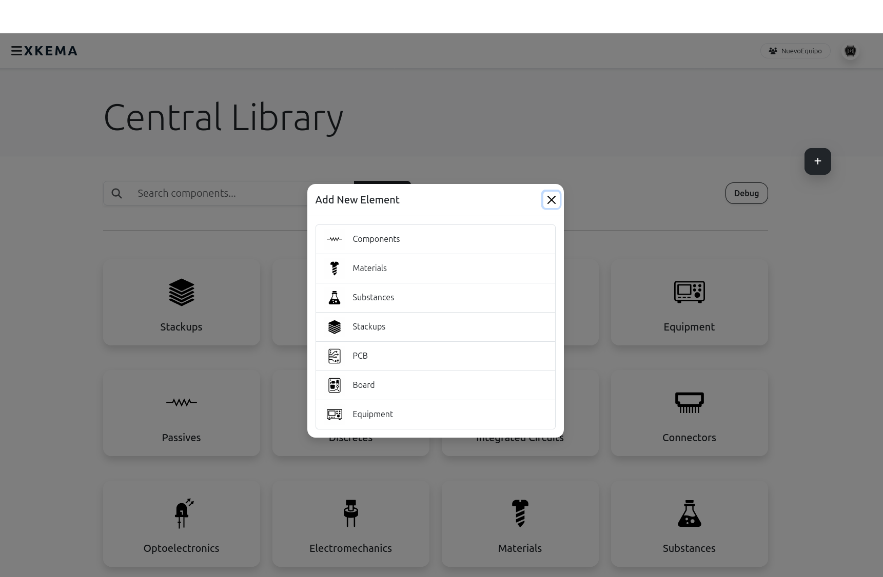 Adding a component to the central library, with its properties.