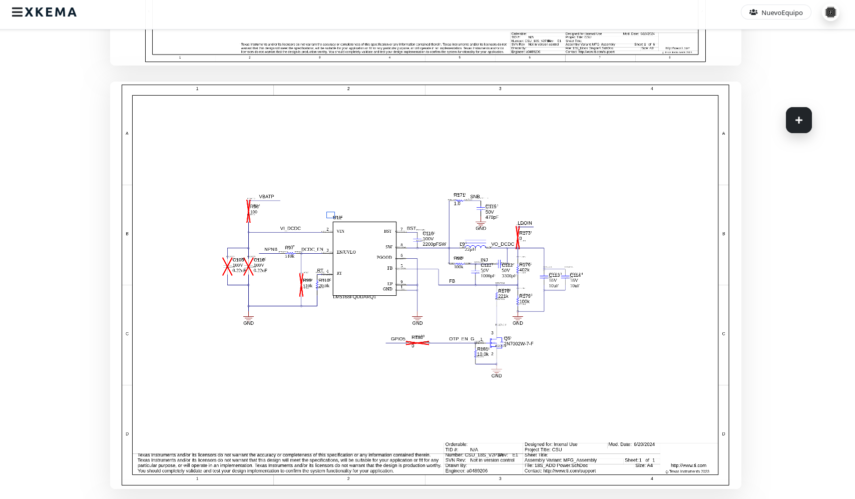 A schematic open in XKEMA's document viewer.